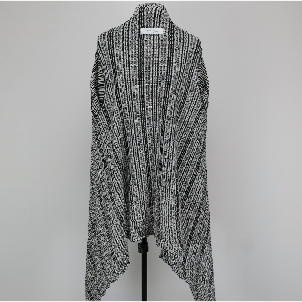 Ioanna Kourbela Cardigan Handkerchief Hem Striped Knit Monochrome Women's M‎ - Picture 9 of 11